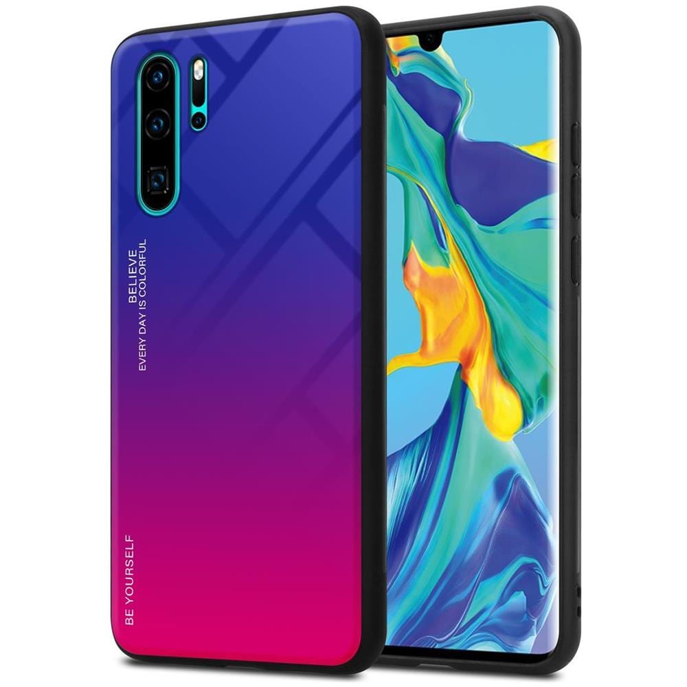 Custodia Compatibile Con Huawei P30 Pro In Viola - Rosso - Coperchio Protettivo Bicolore In Vetro Temperato E Silicone Tpu - Foto 1