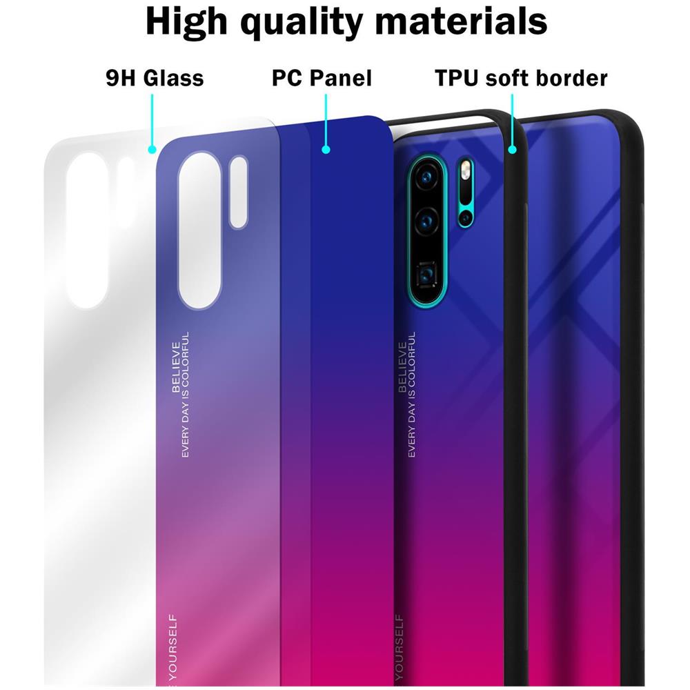 Custodia Compatibile Con Huawei P30 Pro In Viola - Rosso - Coperchio Protettivo Bicolore In Vetro Temperato E Silicone Tpu - Foto 7