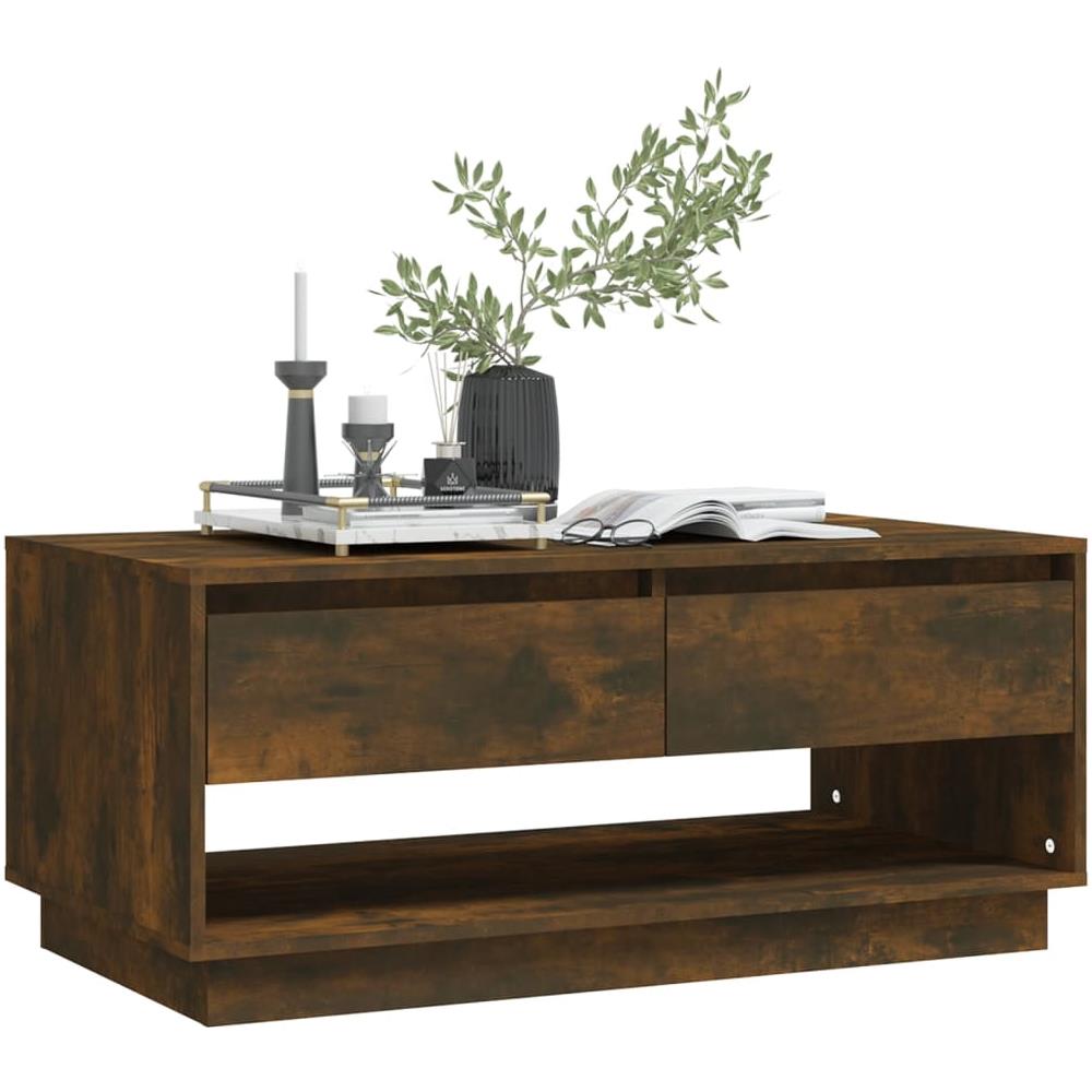 Tavolino da Salotto Rovere Fumo 102,5x55x44 cm in Truciolato - Foto 3