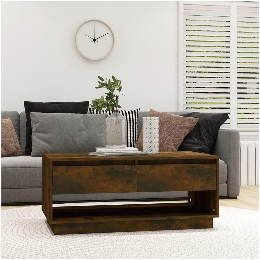 Tavolino da Salotto Rovere Fumo 102,5x55x44 cm in Truciolato - Foto 1