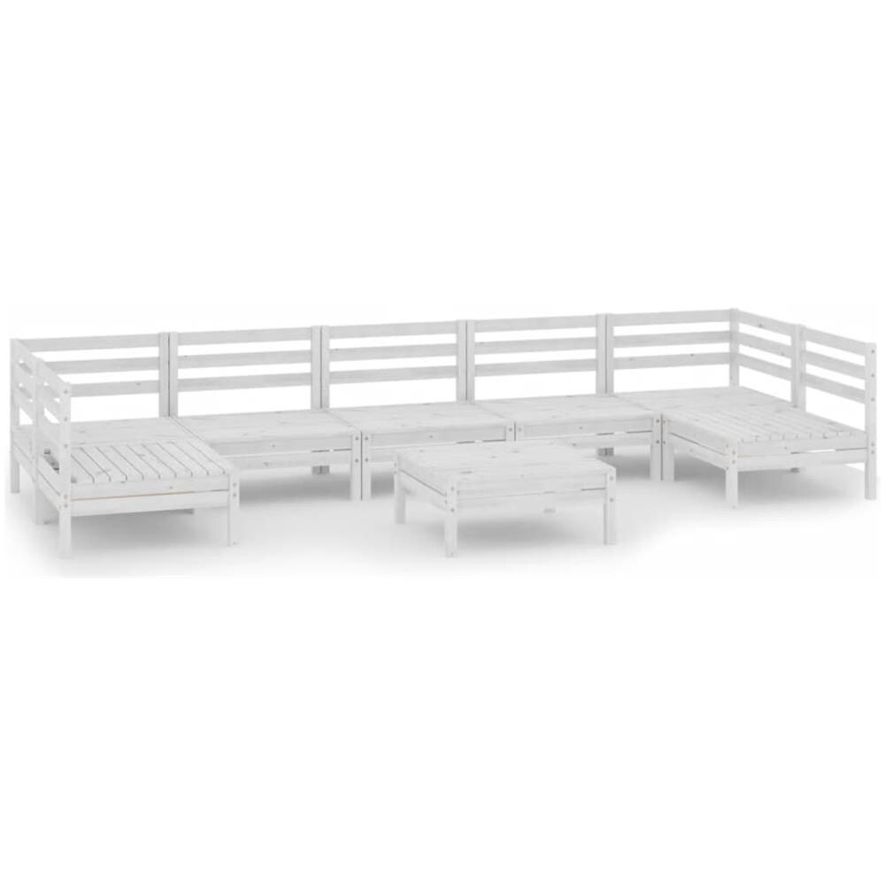Set Divani Da Giardino 8 Pz Bianco In Legno Massello Di Pino - Foto 2