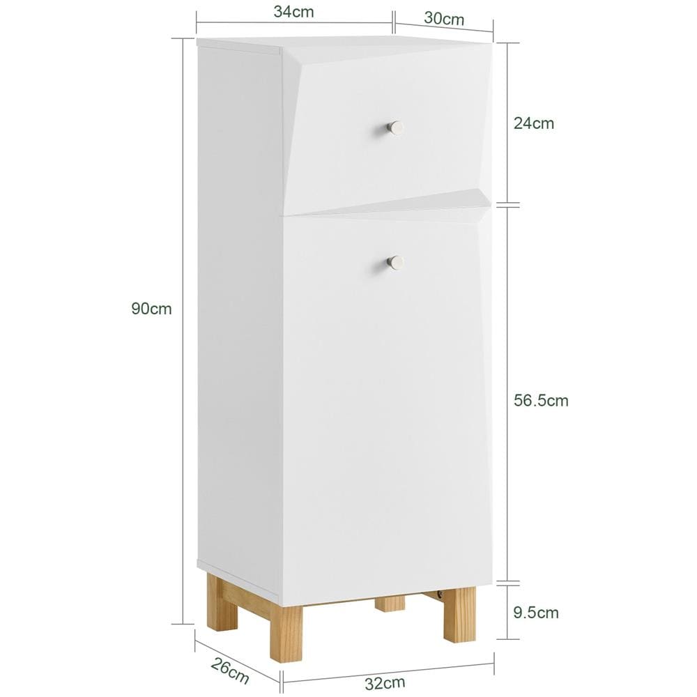 Mobile Lavanderia Con Sacchi Portabiancheria Pieghevoli Cesto Portabiancheria Mobile Da Bagno, Bianco 30x30x90 Cm Bzr93-w - Foto 2