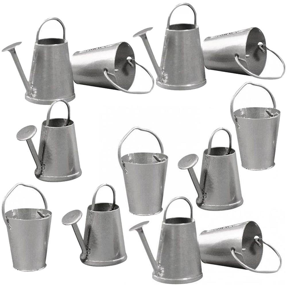 6 Mini Annaffiatoi E 6 Secchi In Metallo 2 Cm - Foto 1