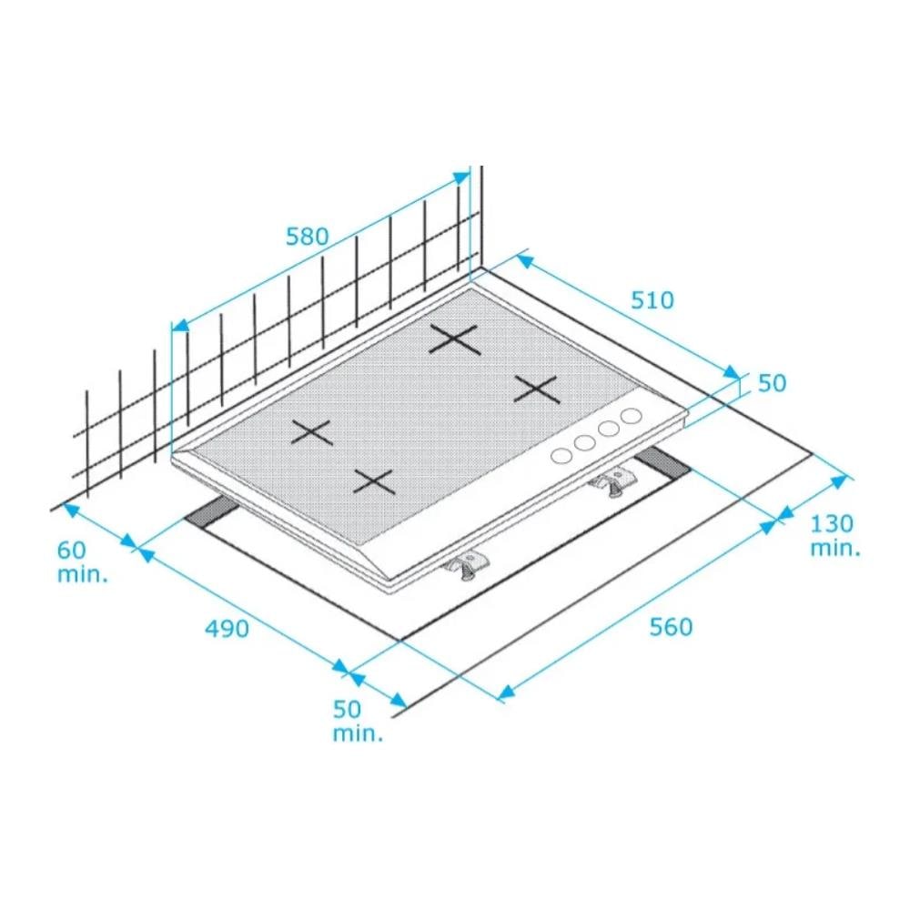 Piano Cottura HIPD64222ST da incasso 60 Cm 4 Zone Di Cottura Griglie in Ghisa Colore Inox - Foto 2