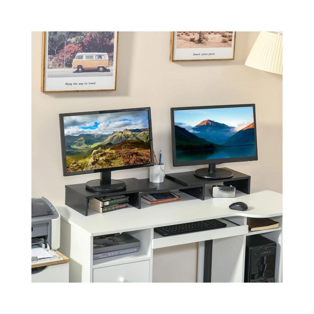 Supporto Monitor in MDF con Lunghezza e Angolazione Regolabile 80-117x23.5x10 cm Nero - Foto 10