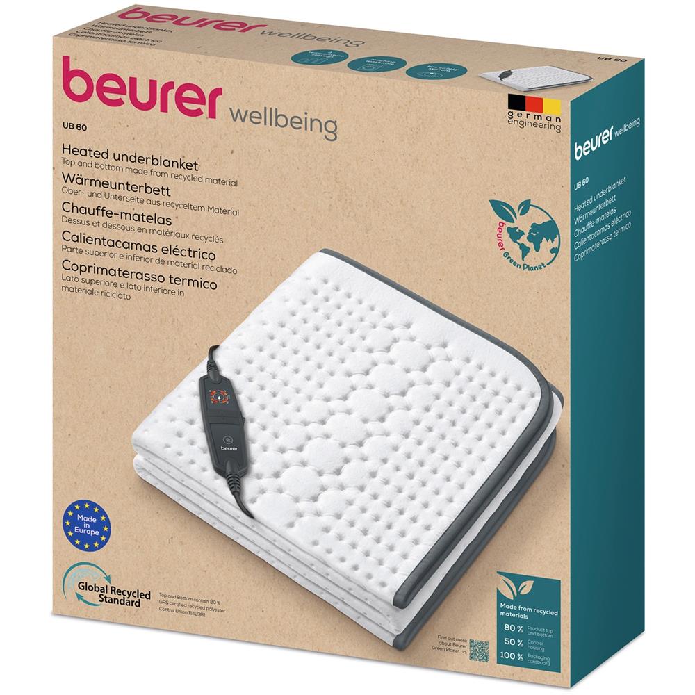 Scaldaletto Ub 60 Green Planet Coprimaterasso Termico Singolo 130x75cm Poliestere 6 Livelli - Foto 3