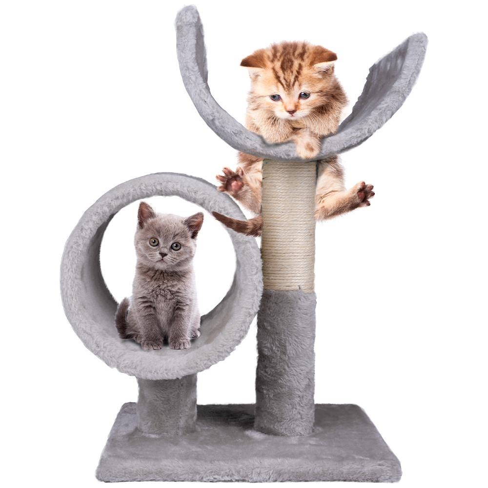 Tiragraffi Graffiatoio Corda in Sisal Rivestimento Peluche Grigio 33 x 29 x 50cm - Foto 1