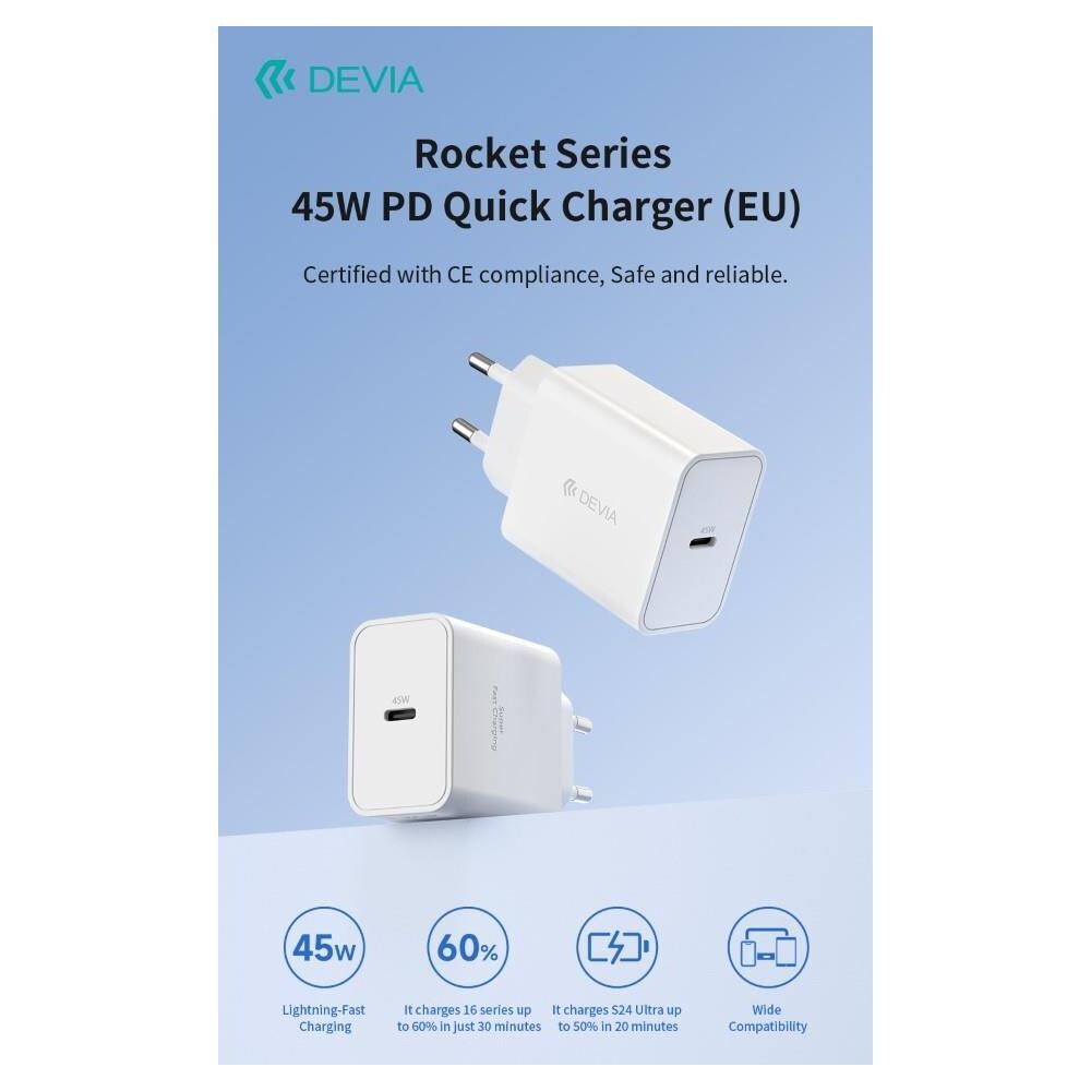 Carica Batterie PD 45 Watt Tipo-C per carica rapida bianco - Foto 1