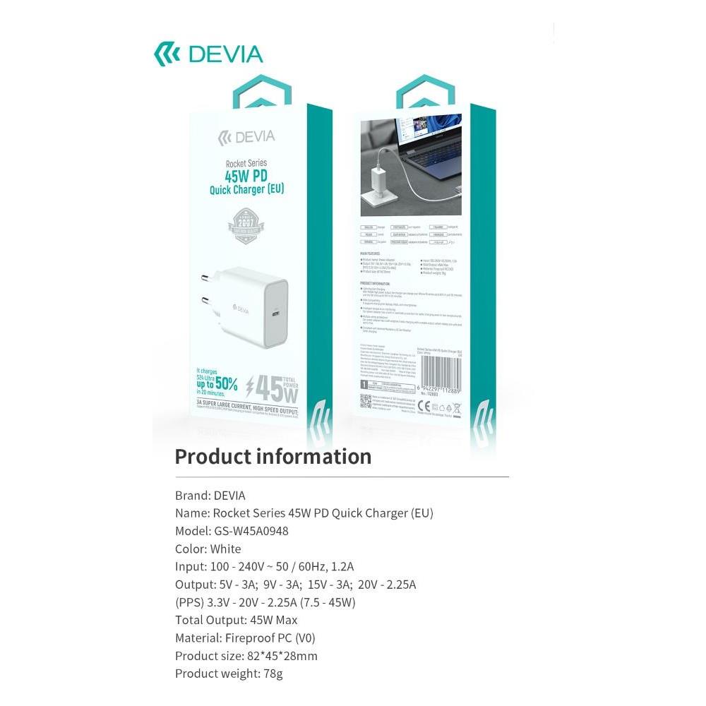 Carica Batterie PD 45 Watt Tipo-C per carica rapida bianco - Foto 4