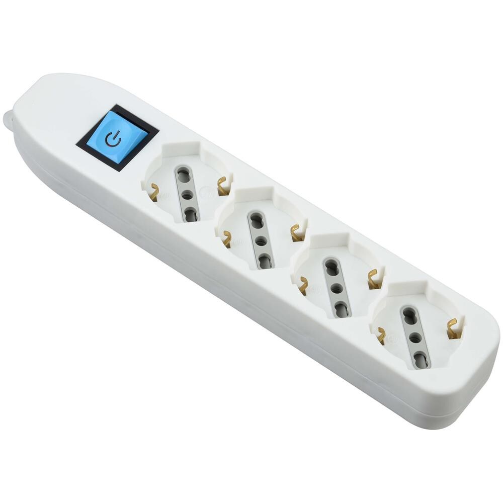 82069 Multipresa 4 posti polivalenti (schuko + 10/16A) con interruttore - bianco - Foto 2