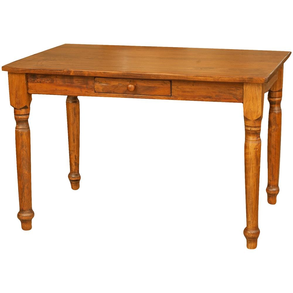 Tavolo Scrittoio Country In Legno Massello Di Tiglio Finitura Noce 120x80x80 Cm - Foto 2