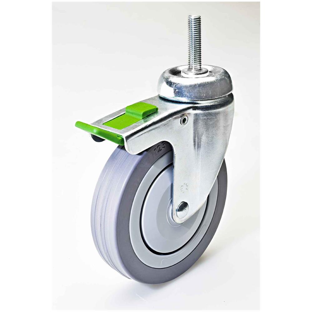 Ruota Grigia Con Perno E Freno Tbbf Diametro 60 80 100 125 - 125 - Foto 1