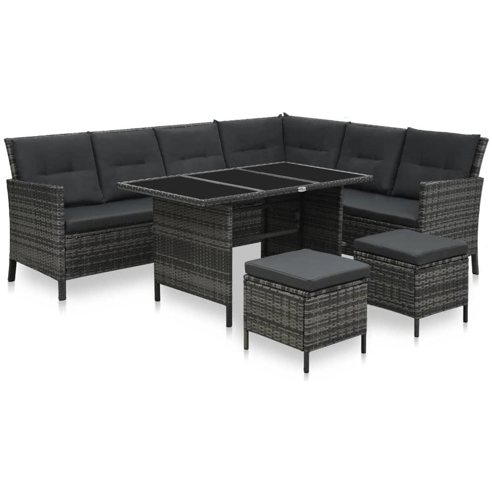 Set Divani Da Giardino 4 Pz Con Cuscini In Polyrattan Grigio - Foto 1