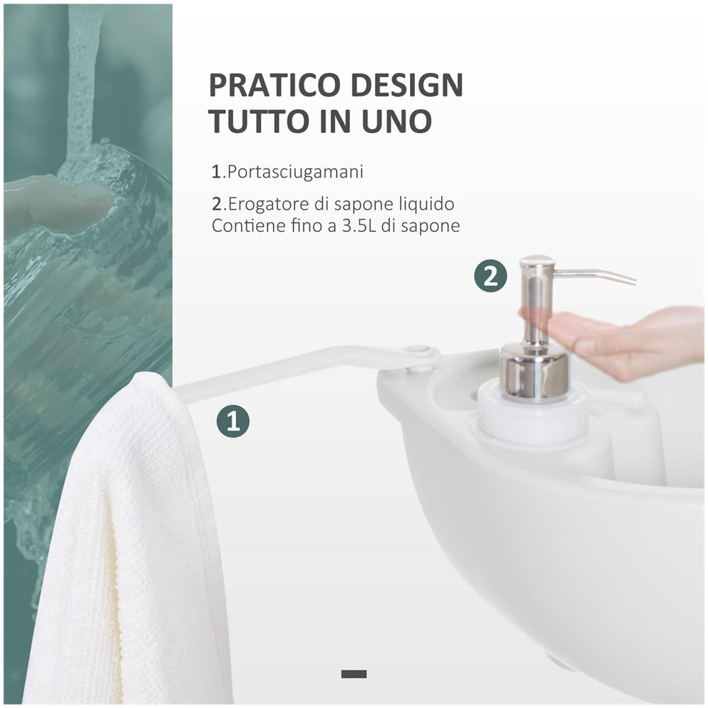 Lavabo Portatile Da Campeggio Con 2 Ruote, Serbatoio Acqua 17l, Cisterna Di Scarico 24l E Serbatoio Sapone 3.5l - Foto 2