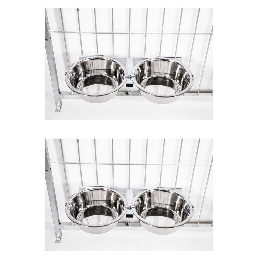 2 Supporti Con 2 Ciotole A Parete Universale & Regolabile In Acciaio Inox Per Box Cani - Foto 1