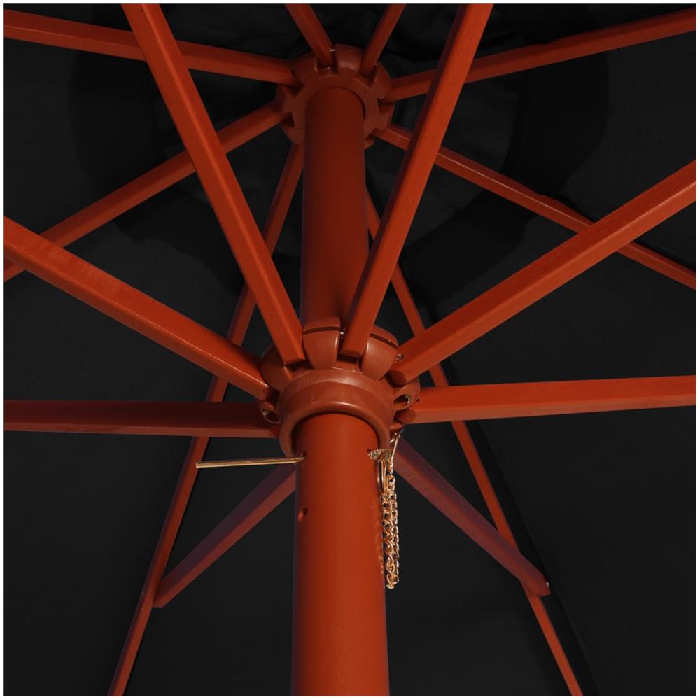 Ombrellone Con Palo In Legno 300x258 Cm Nero - Foto 2