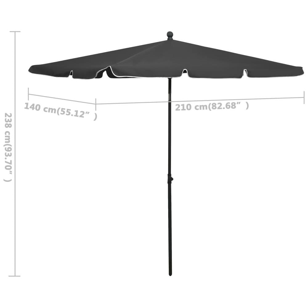 Ombrellone da Giardino con Palo 210x140 cm Antracite - Foto 5