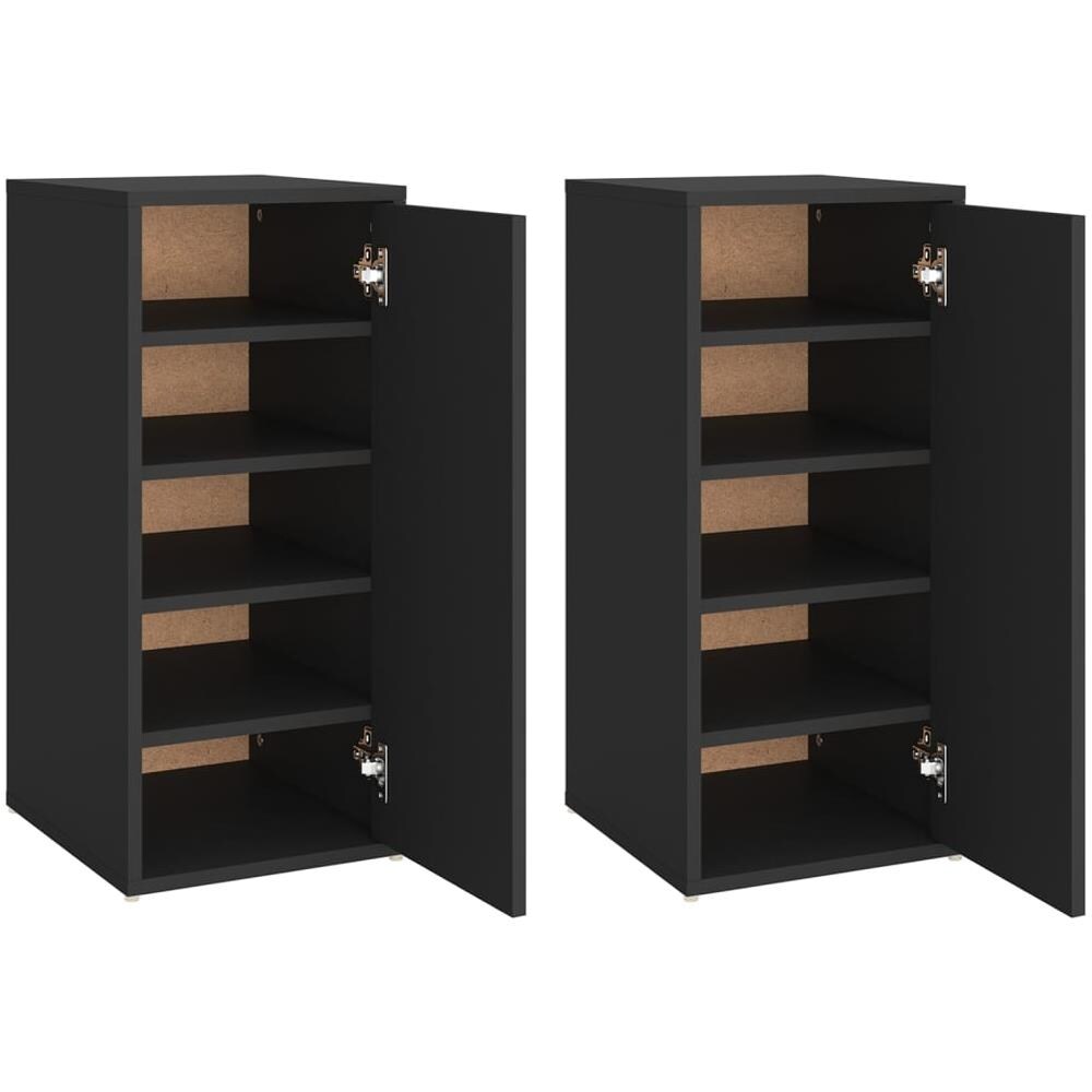 Scarpiere 2 Pz Nere 32x35x70 Cm In Truciolato - Foto 2