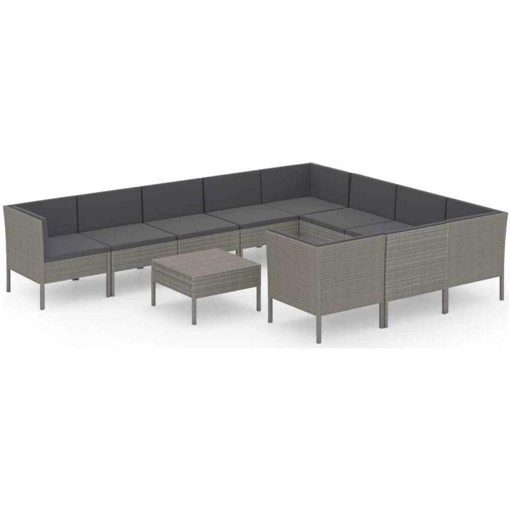 Set Divani Da Giardino 11 Pz Con Cuscini In Polyrattan Grigio - Foto 2