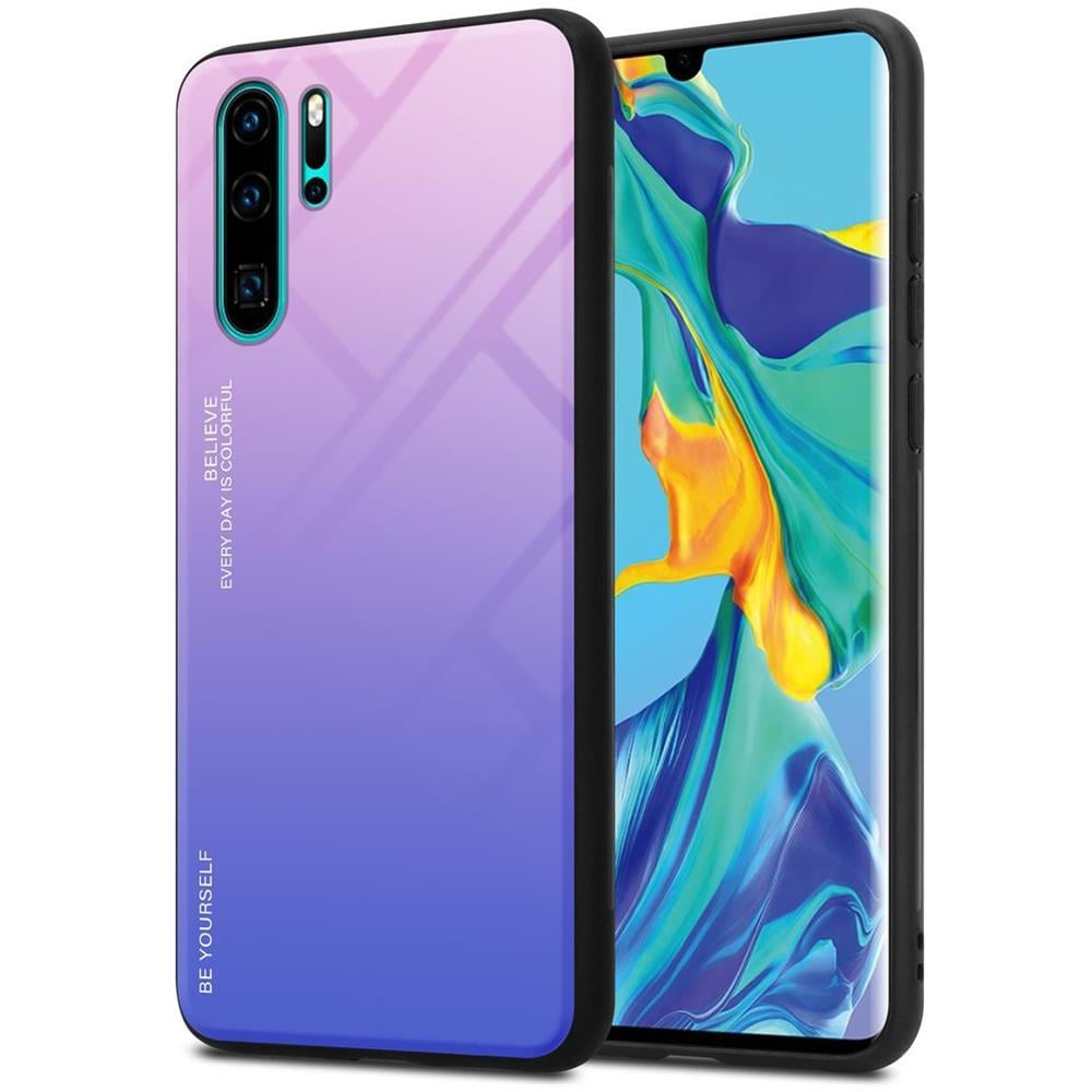 Custodia Compatibile Con Huawei P30 Pro In Rosa - Blu - Coperchio Protettivo Bicolore In Vetro Temperato E Silicone Tpu - Foto 1