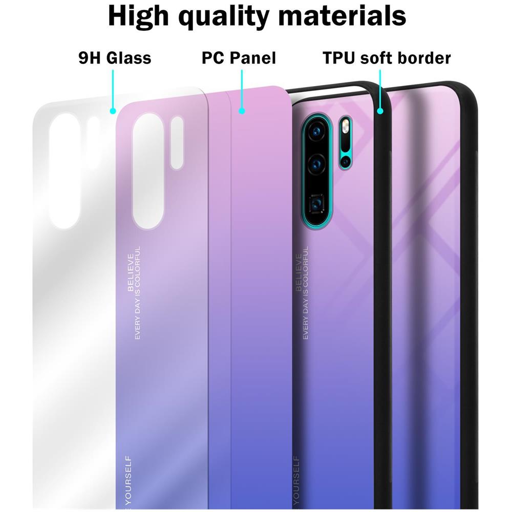 Custodia Compatibile Con Huawei P30 Pro In Rosa - Blu - Coperchio Protettivo Bicolore In Vetro Temperato E Silicone Tpu - Foto 7