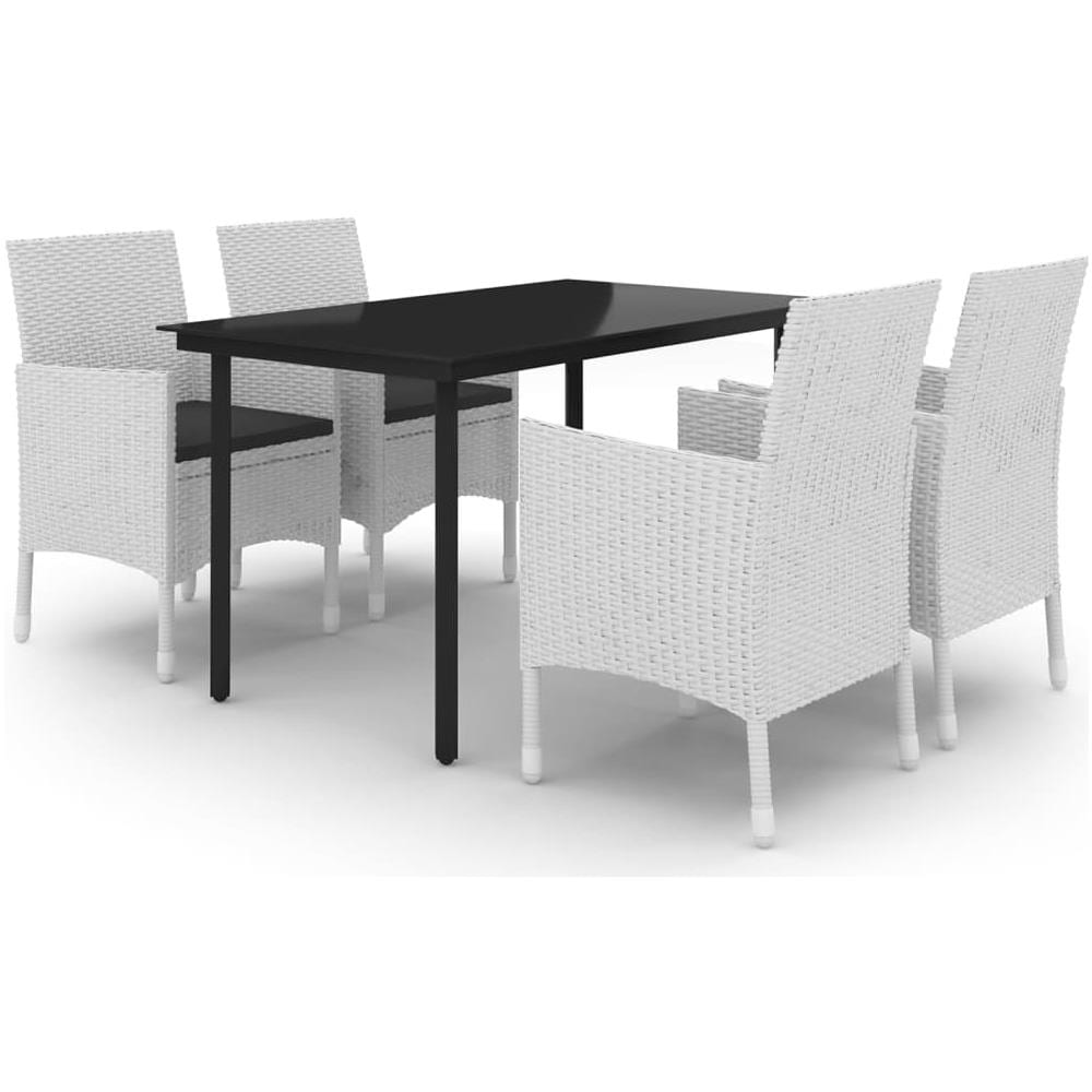 Set Da Pranzo Da Giardino 5 Pz Con Cuscini Polyrattan E Vetro - Foto 1