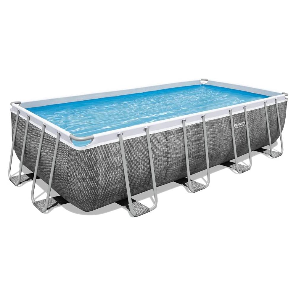 56998 Piscina Fuoriterra Effetto Rattan Con Struttura In Metallo 549x274x122 Cm Completa - Foto 1