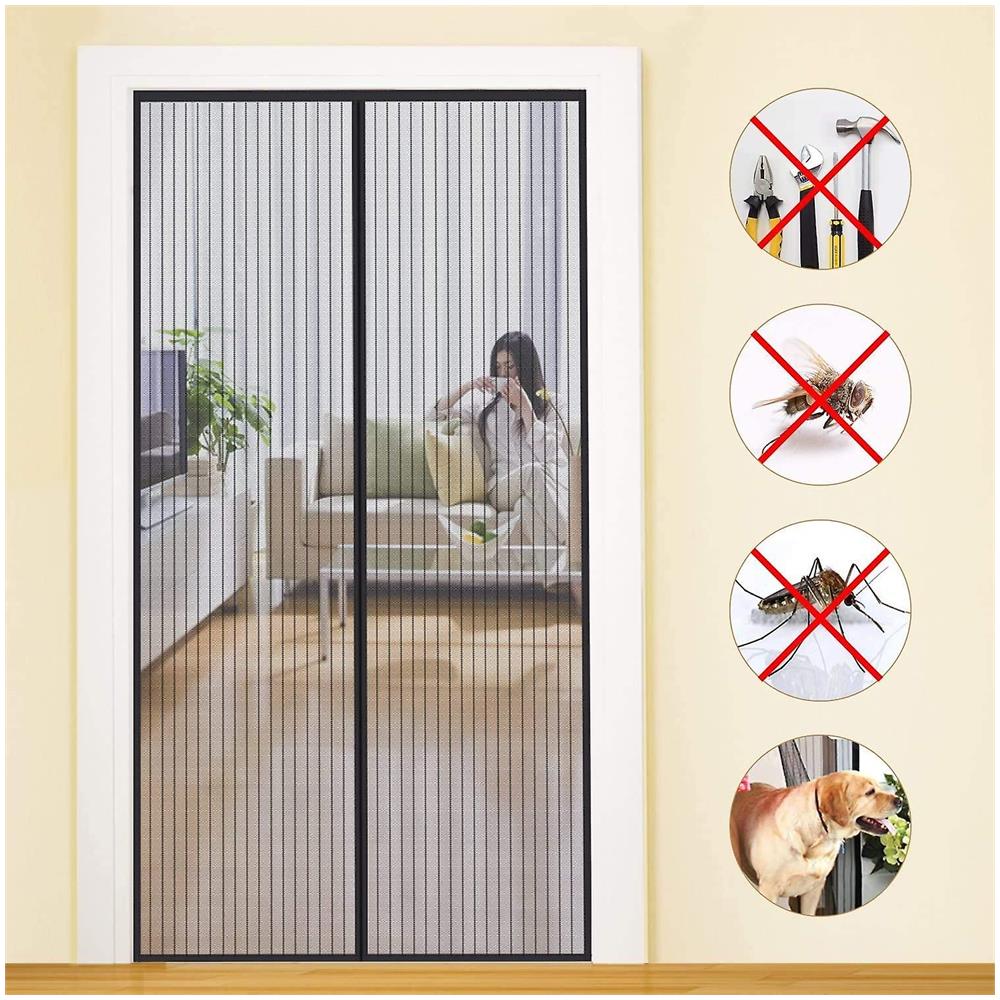 Tenda Magnetica Per Porta Bifold Con Isolamento Termico E Finestra Trasparente