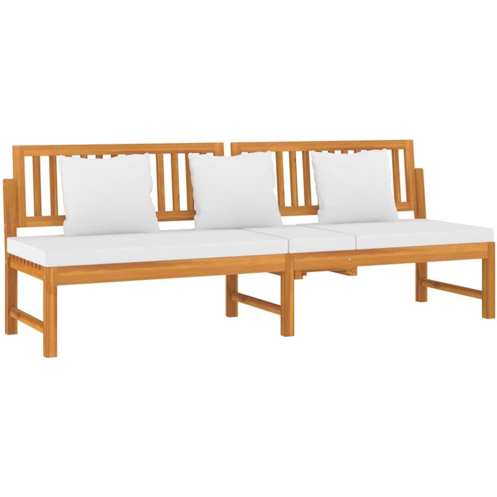 Dormeuse Con Cuscino Crema 200x60x75cm Legno Massello Di Acacia - Foto 3