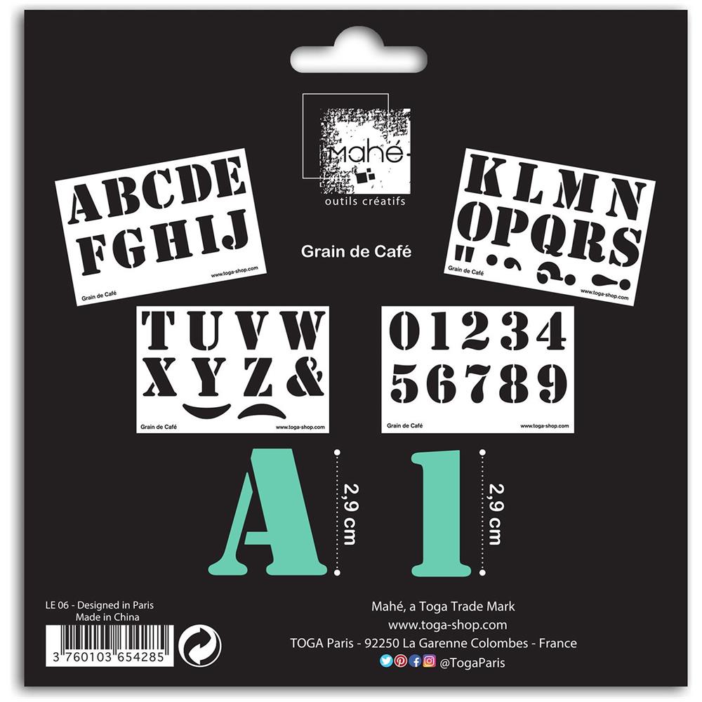 Stencil Alfabetici A Forma Di Chicco Di Caffè 30 X 21 Cm - Foto 1