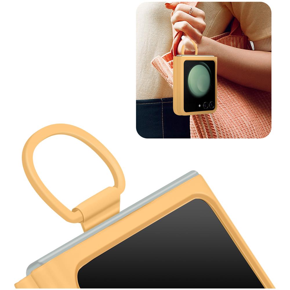 Case With Ring Originale Galaxy Z Flip5 In Silicone Apricot - Foto 2