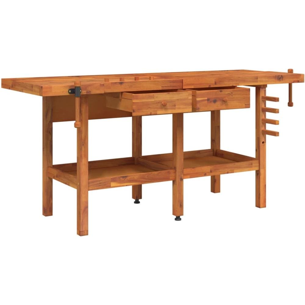 Banco Lavoro Cassetti E Morse 192x62x83cm Legno Massello Acacia - Foto 3