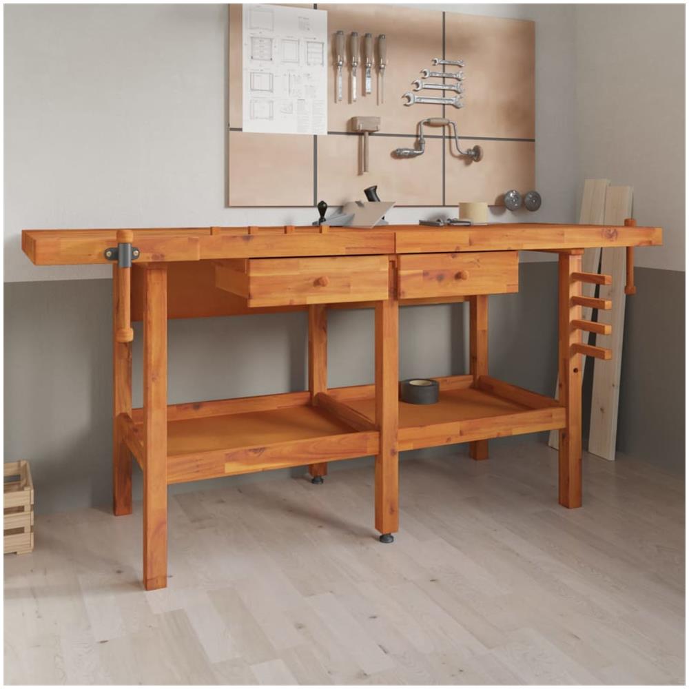 Banco Lavoro Cassetti E Morse 192x62x83cm Legno Massello Acacia - Foto 1