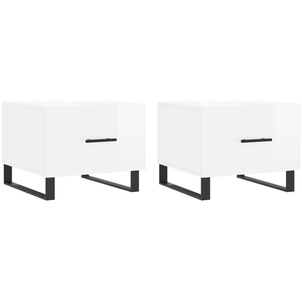 Tavolini Salotto 2pz Bianco Lucido 50x50x40cm Legno Multistrato - Foto 2