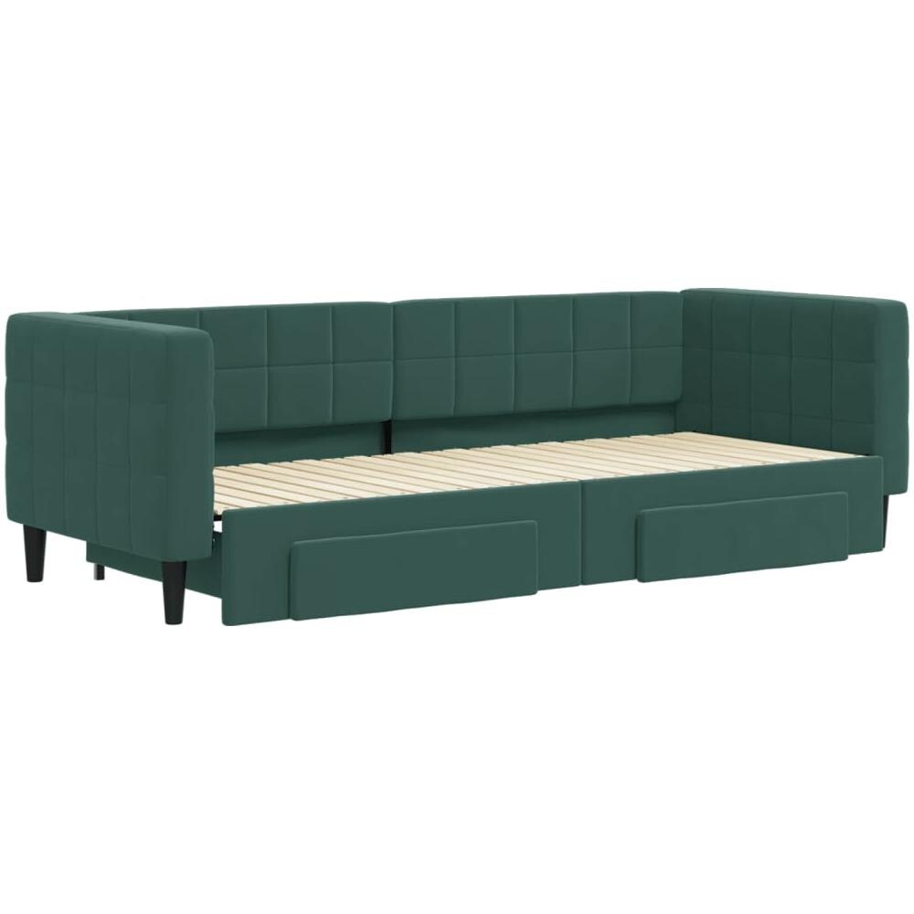 Divano Letto Estraibile Cassetti Verde Scuro 80x200cm Velluto - Foto 2