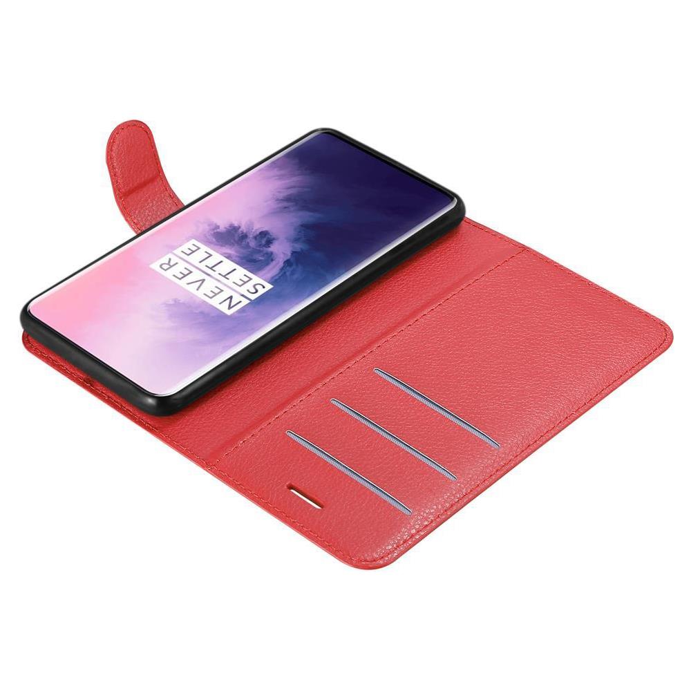 Custodia Compatibile Con Oneplus 7 Pro In Rosso Carminio - Coperchio Protettiva Con Chiusura Magnetica, Funzione Stand E Tasca Per Le Carte - Foto 8
