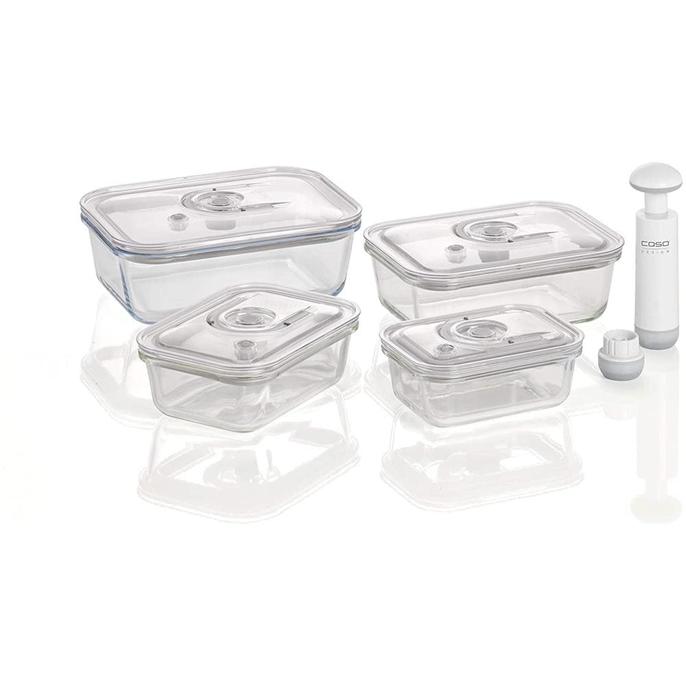 Set 4 Contenitori Sottovuoto In Vetro Di Alta Qualità Con Coperchio In Tritan Rettangolare Capacità 370/600/1000/1500 Ml - Foto 1