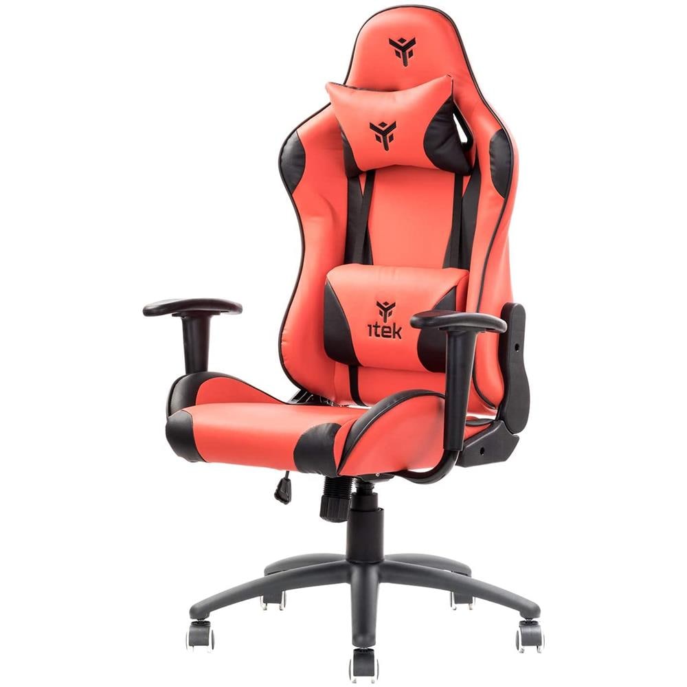 Gaming Chair PLAYCOM PM20 - PVC, Doppio Cuscino, Schienale Reclinabile, Rosso Nero - Foto 1