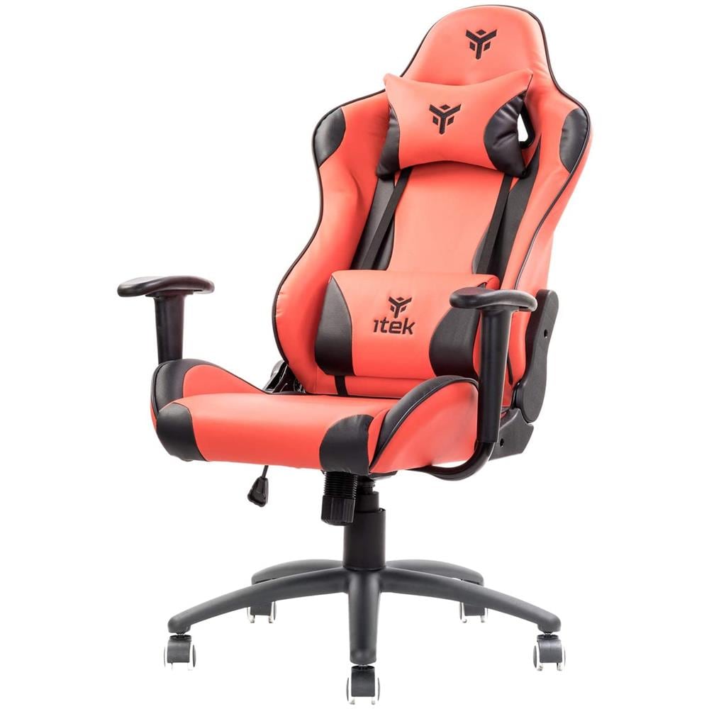 Gaming Chair PLAYCOM PM20 - PVC, Doppio Cuscino, Schienale Reclinabile, Rosso Nero - Foto 5