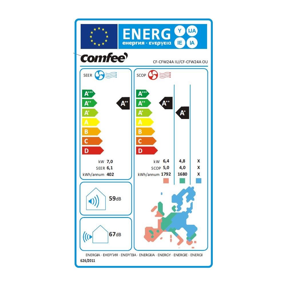 Condizionatore Fisso Monosplit KITCF-CFW24A CFW Potenza 24000 BTU /H Classe A++ /A+ Inverter e Wi-Fi Predisposto - Foto 2