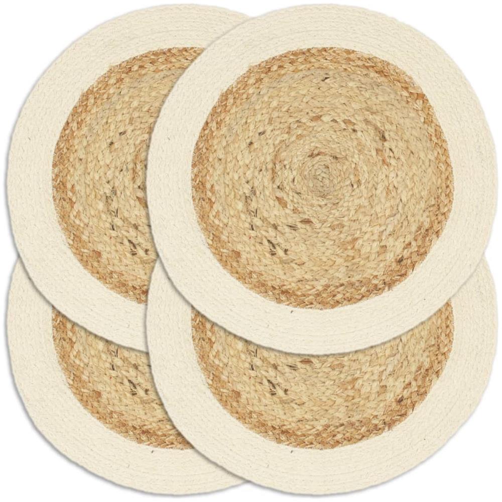 Tovagliette 4 pz Naturale Neutro 38 cm Rotonde in Juta e Cotone - Foto 1