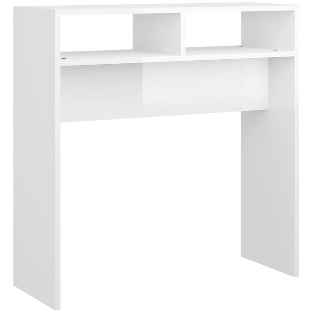 Tavolino Consolle Bianco Lucido 78x30x80 cm Legno Multistrato - Foto 2