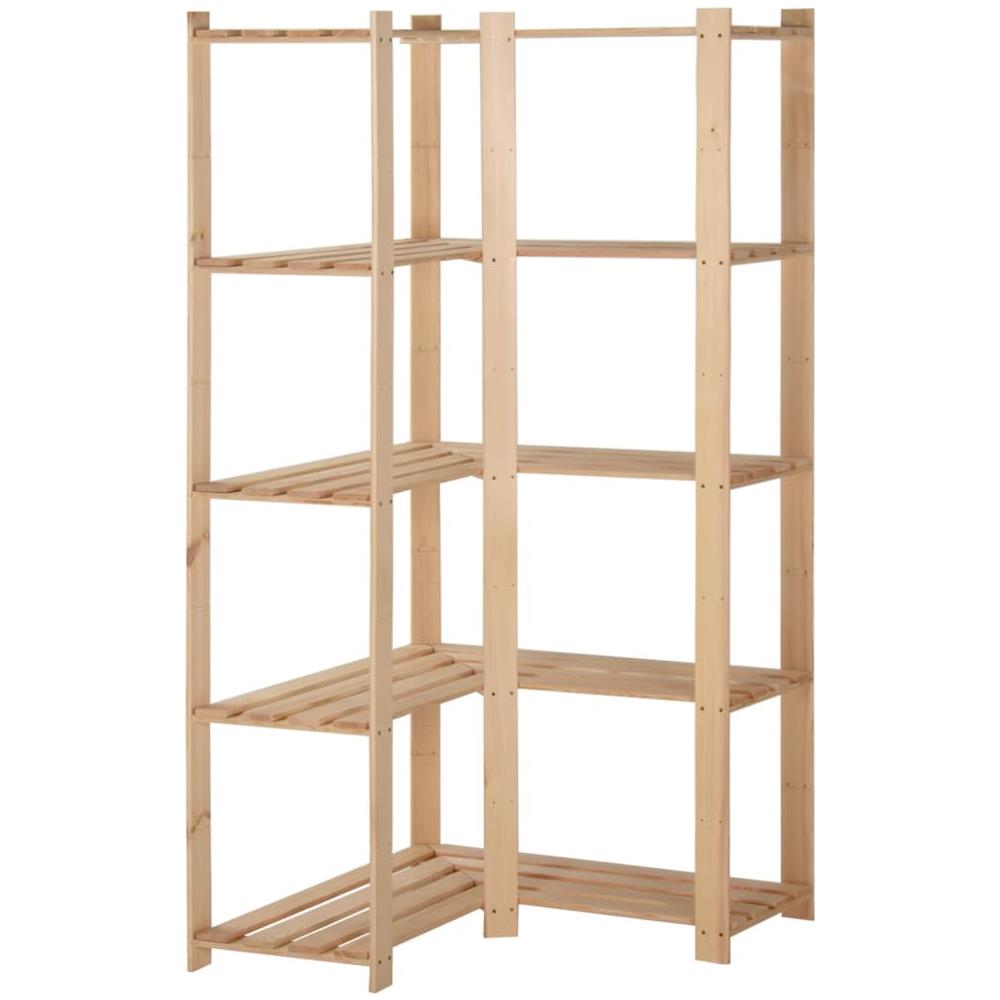Scaffale Ad Angolo 5 Livelli 82,5x82,5x170 Cm Massello Di Pino - Foto 1