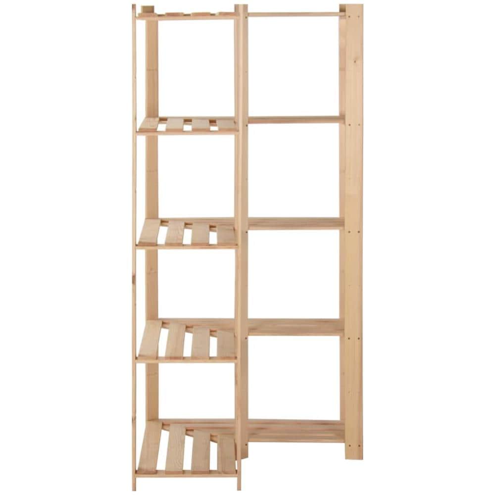 Scaffale Ad Angolo 5 Livelli 82,5x82,5x170 Cm Massello Di Pino - Foto 3