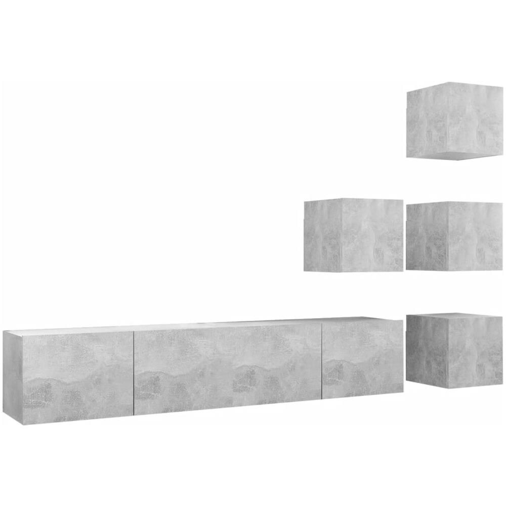 Set Porta Tv 6 Pz Grigio Cemento In Truciolato - Foto 2
