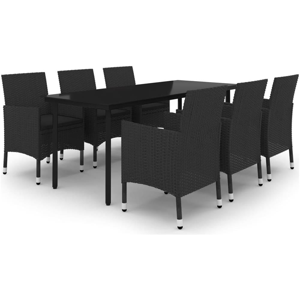 Set Da Pranzo Da Giardino 7 Pz E Cuscini In Polyrattan E Vetro - Foto 2