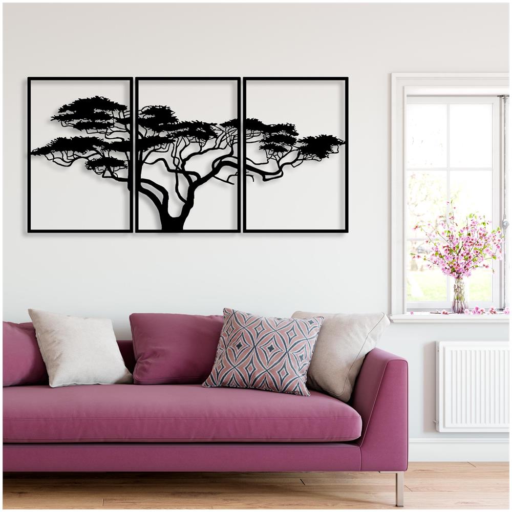 Albero Della Vita In Metallo 160 X 60 Cm, 3 Pannelli Albero Della Vita In Metallo, Decorazione Minimalista Dell'albero - Foto 1