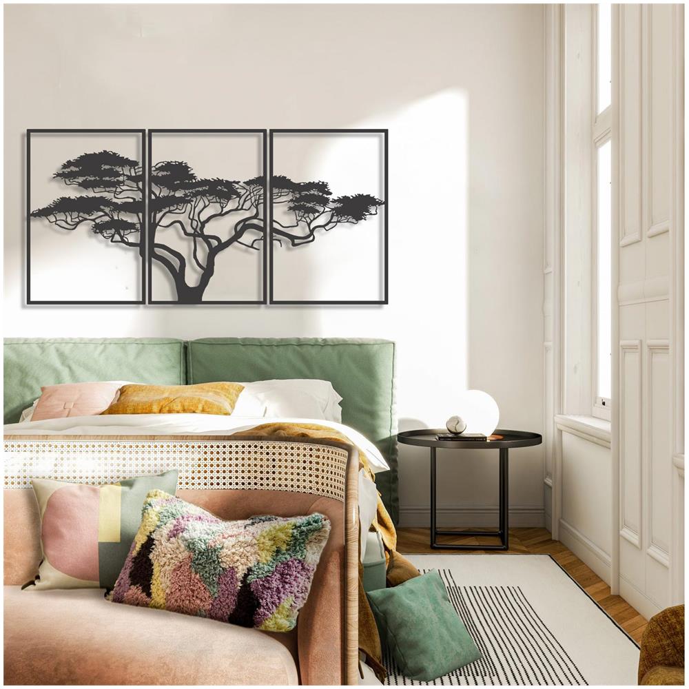 Albero Della Vita In Metallo 160 X 60 Cm, 3 Pannelli Albero Della Vita In Metallo, Decorazione Minimalista Dell'albero - Foto 2