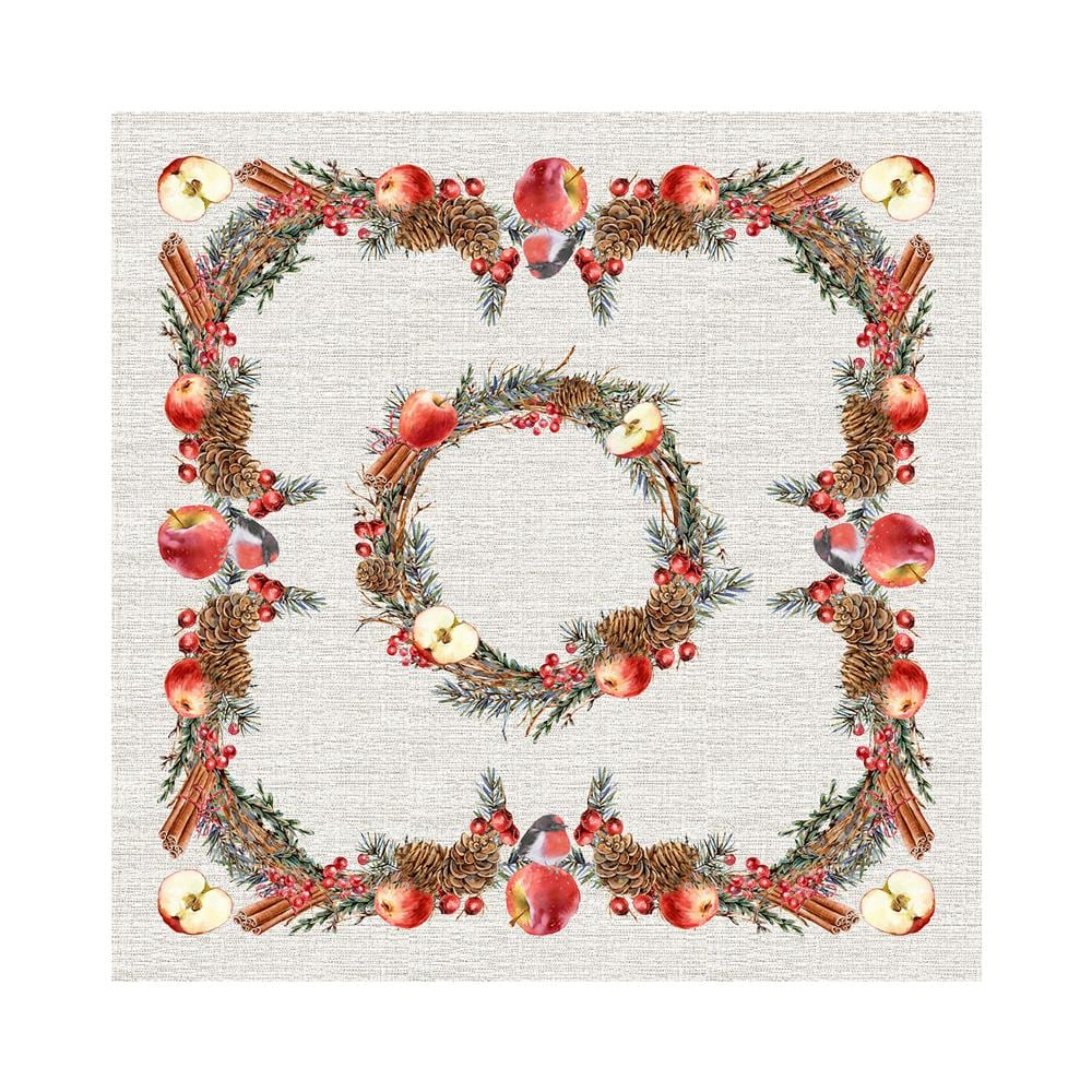 Tovaglia Natale Digitale Centrotavola Natalizio 100% Cotone Inverno Raffinato Sv 90x90 Inverno Raffinato - Foto 1