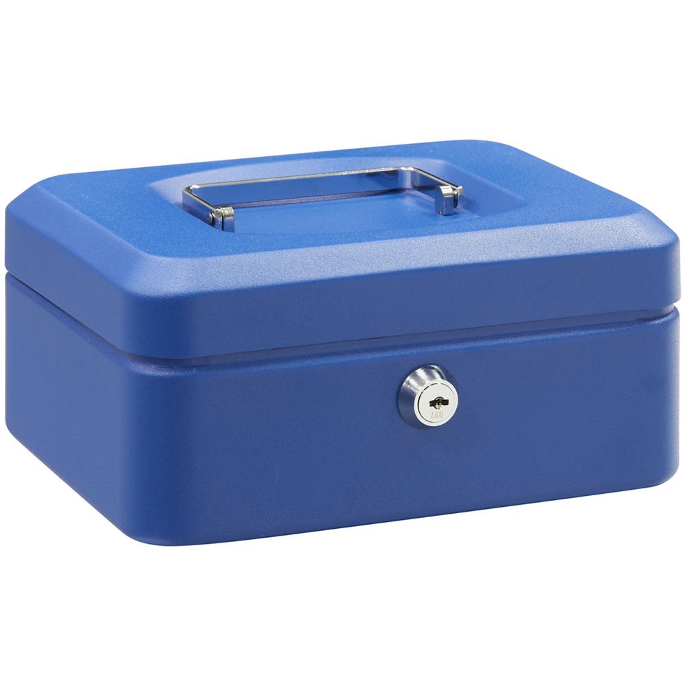 Elegant C9225 Cassetta Di Sicurezza Con Chiave Per Contare E Trasportare Denaro | Cassetta Portavalori In Acciaio Con Vassoio Portamonete | Cassaforte Portatile De 20 Cm Di Larghezza | Blu - Foto 1